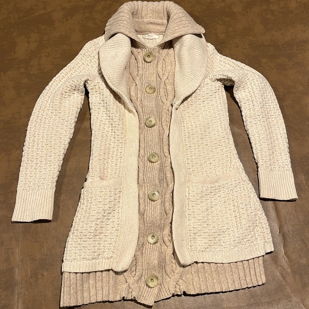 Anthropologie Sleeping On Snow Knit Sweatercoat